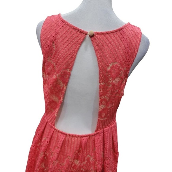 Free People Womens Rocco Lace‎ Open Back Mini Dress Size 10 Pink - Picture 13 of 16